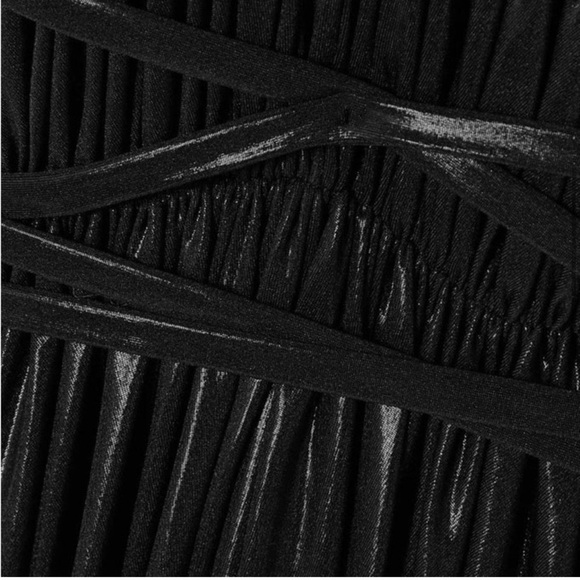 Norma Kamali Goddess Asymmetric Pleated Metallic Dress - Gunmetal - Picture 5 of 6